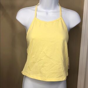 bp Pale Yellow Halter Crop Tank